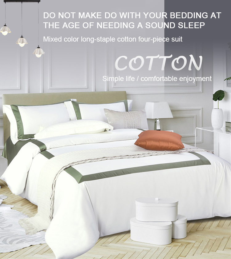 Hotel Bedding Soft White With Green