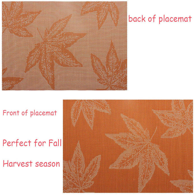 Heat-Resistant Maple Leaf Orange Table Mats Rectangular