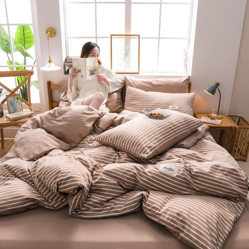 Bed Sheets Home Decoration Sandy Brown Striped