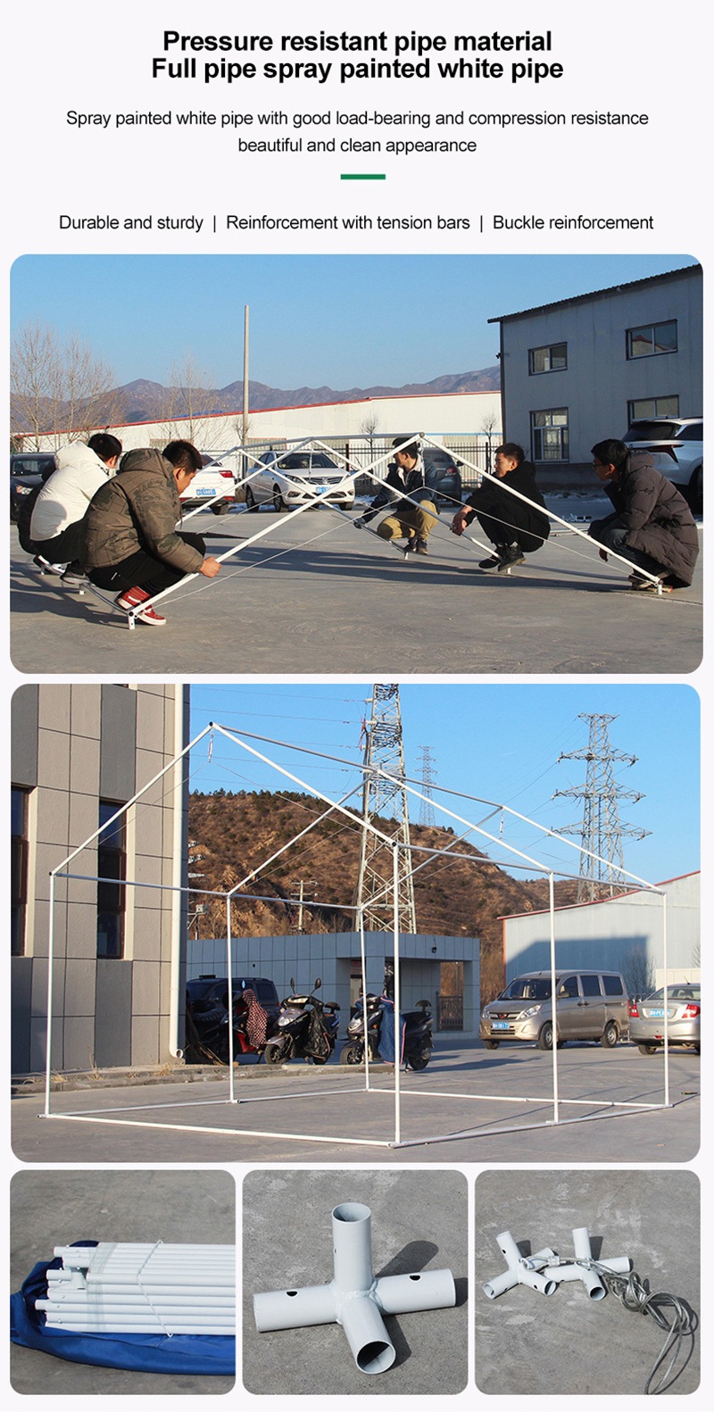 Gray tent for disaster area reconstruction