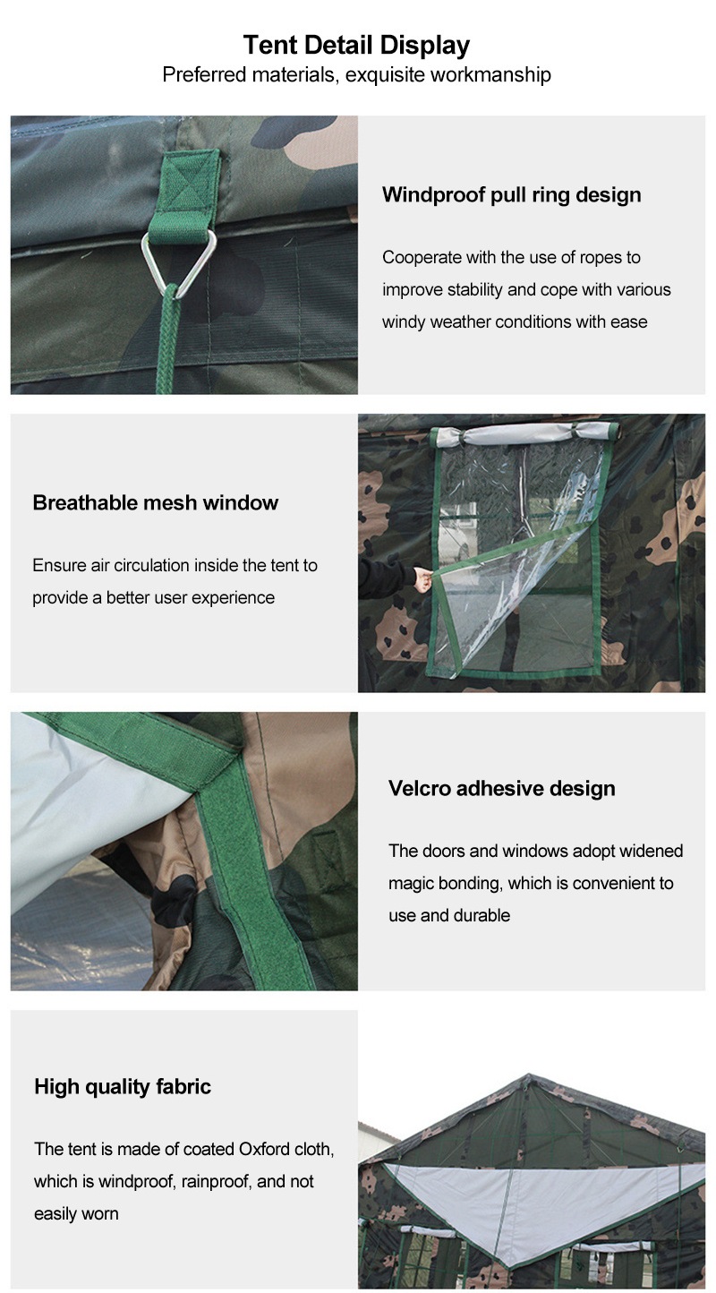Camouflage shelter tent for outdoor use
