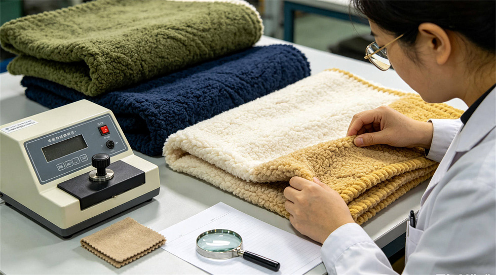 Emergency blanket quality inspection showing solid color brown inspection for institutional procurement review