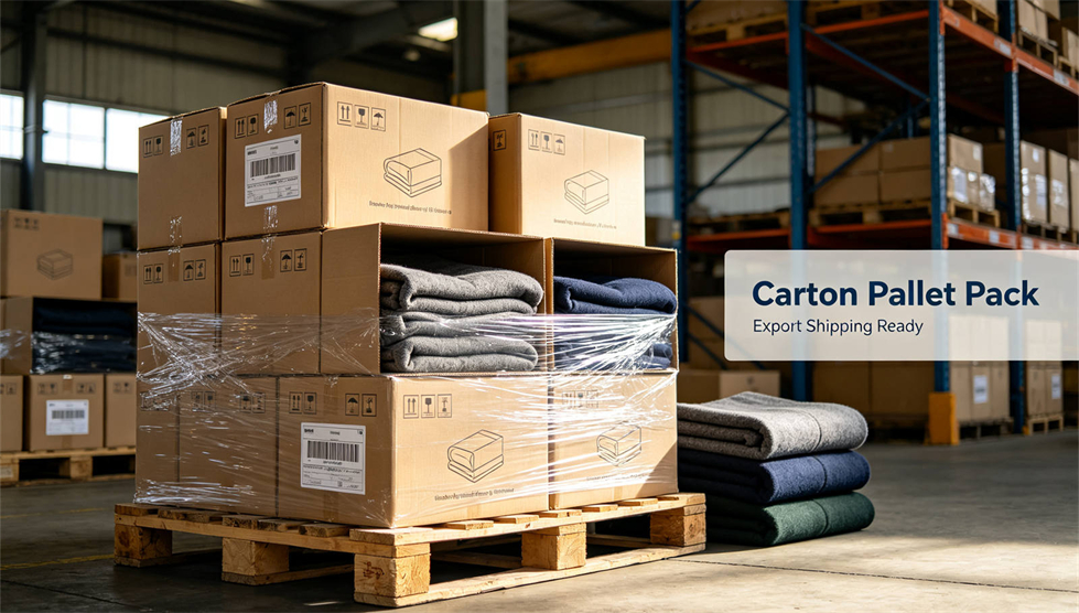 Emergency blanket packing presentation showing solid color brown package for institutional procurement review