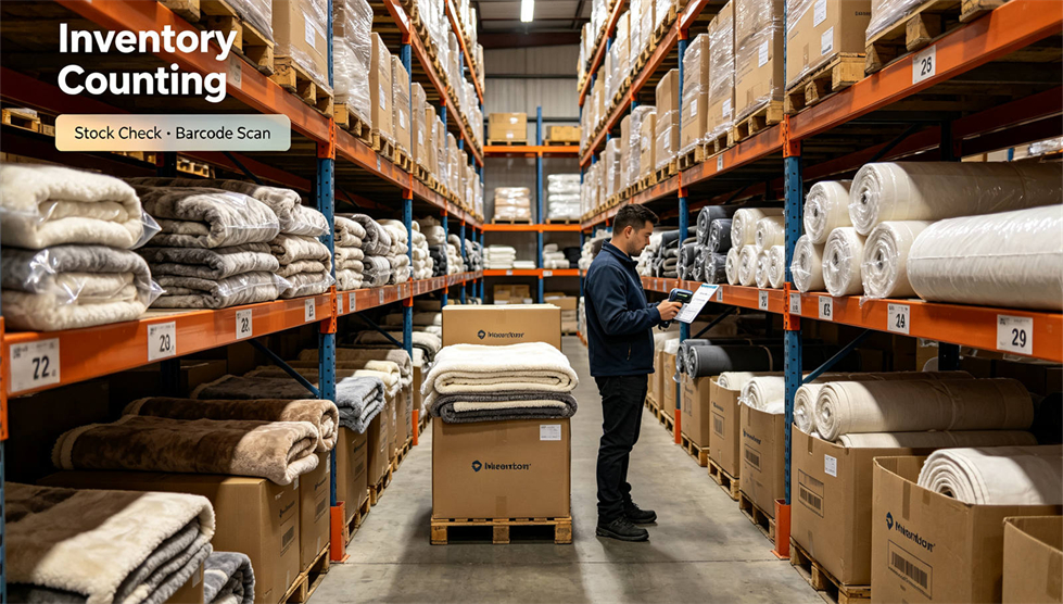 Emergency blanket warehouse stock showing solid color brown warehouse for institutional procurement review
