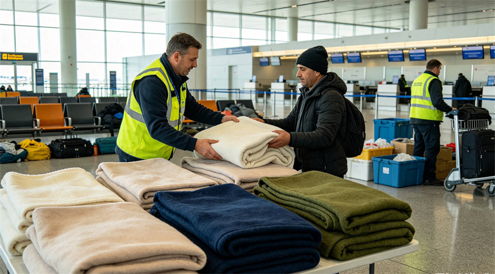 Emergency blanket temporary shelter use showing solid color brown scene for institutional procurement review