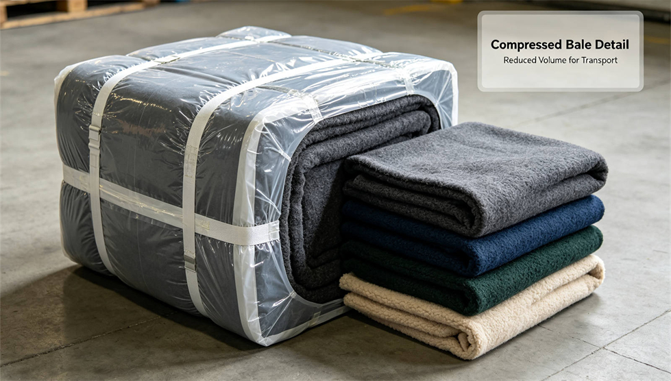 Emergency blanket packing presentation showing solid color dark brown for institutional procurement review
