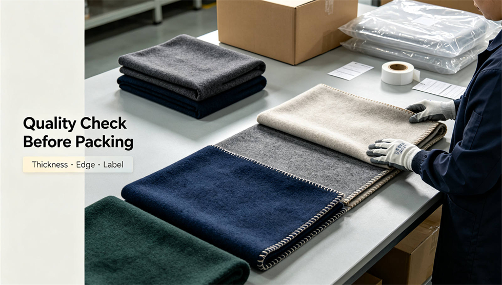 Emergency blanket packing presentation showing solid color navy blue for institutional procurement review