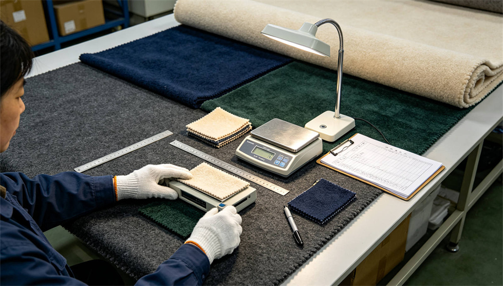 Emergency blanket quality inspection showing solid color brown inspection for institutional procurement review