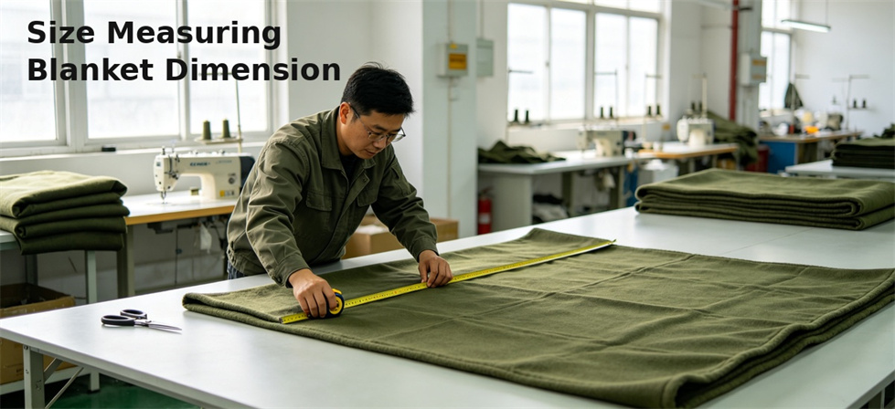 Blanket dimensions measured on a worktable for area and finished size calculation