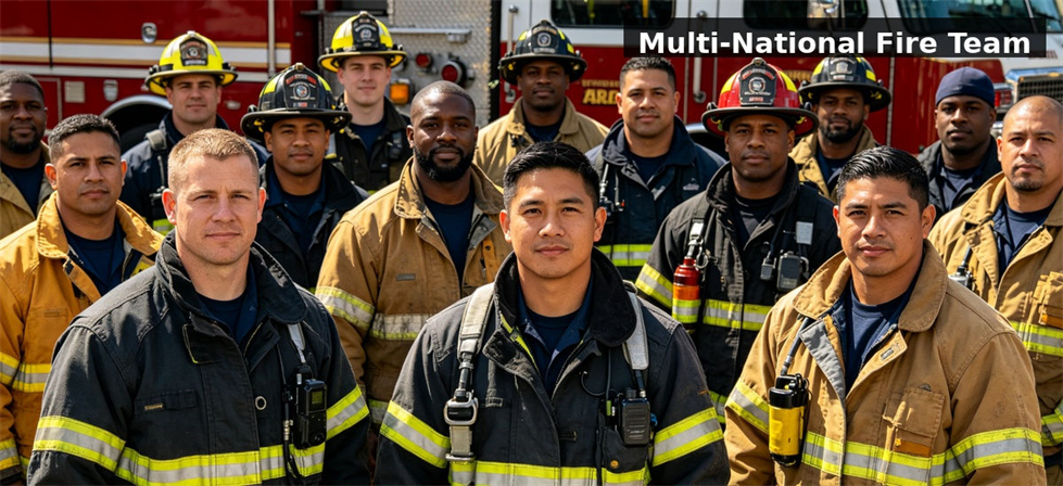 Wildland firefighter hillside scene for institutional procurement, inspection and supply planning