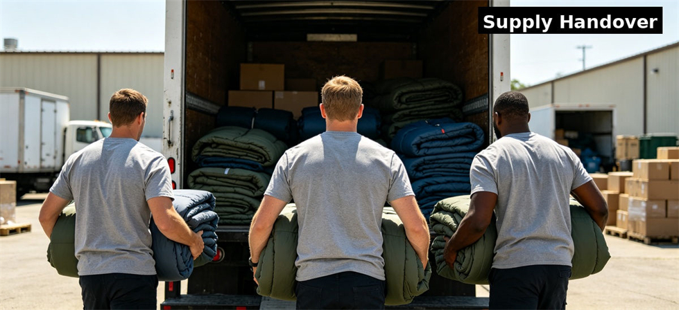 Sleeping bags handed over for emergency supply distribution for government stockpile, institutional supply and emergency Sleeping bags handed over for emergency supply distribution for government stockpile, institutional supply and emergency