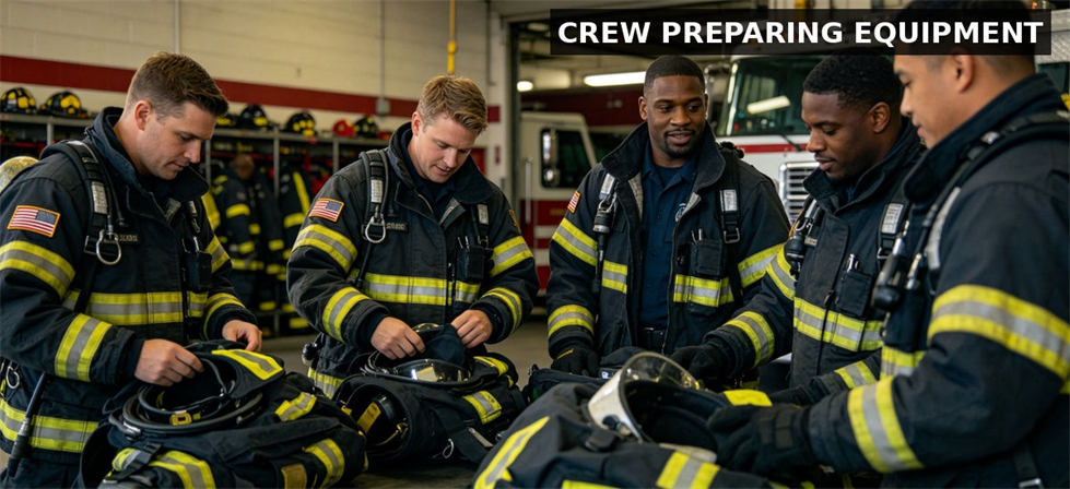 Firefighter gear preparing for institutional procurement, inspection and supply planning