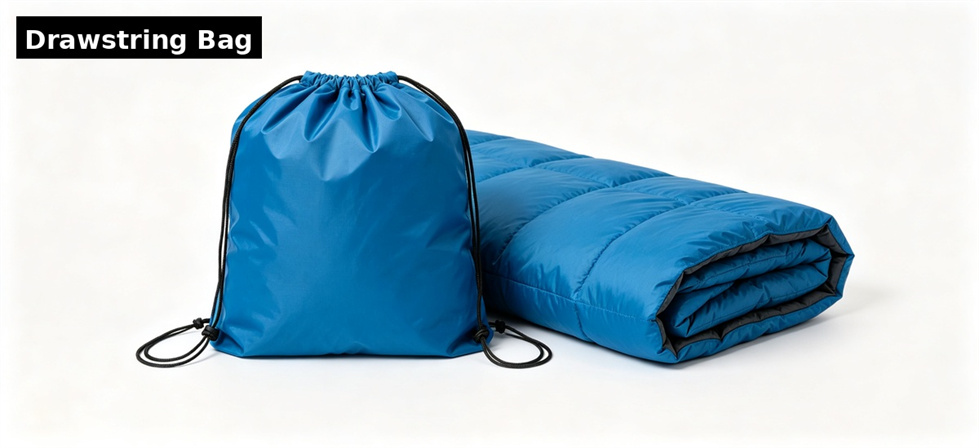 Sleeping bag drawstring bag shown for frequently asked questions in institutional sleeping bag procurement review