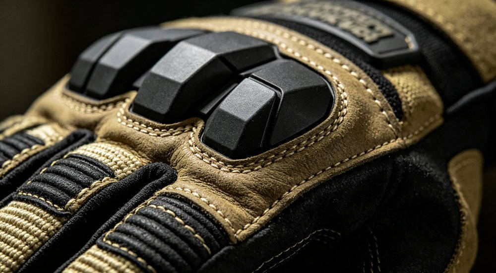 Heavy rescue glove tpr knuckle detail showing visible product details for bulk protective equipment evaluation
