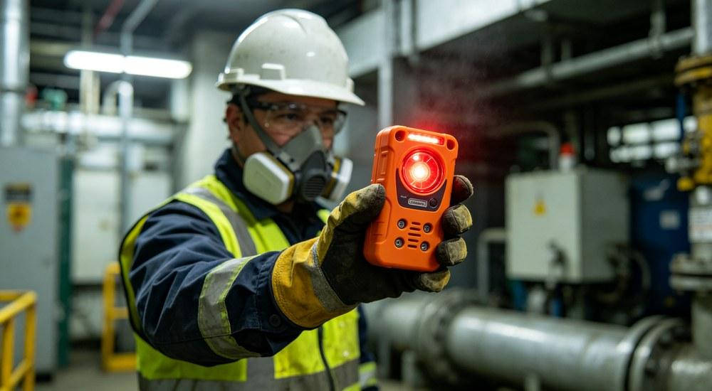 Industrial gas detector alarm testing and calibration at quality control facility Industrial gas detector alarm testing and calibration at quality control facility