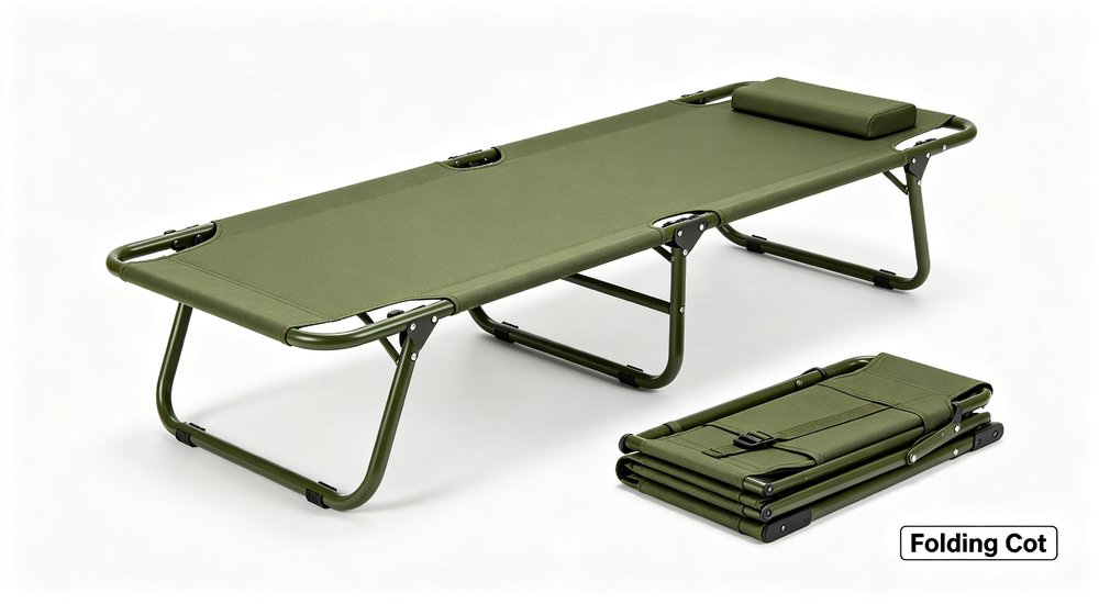 Military green folding cot product photo