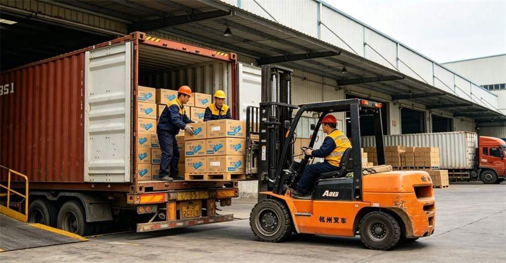 Asia loading safety gloves container export shipping logistics safety gloves wholesale bulk supplier China