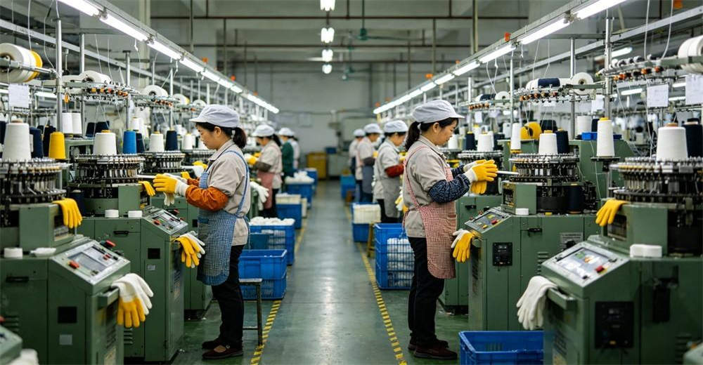 Asia workshop safety gloves production line worker hand protection safety gloves wholesale bulk supplier China