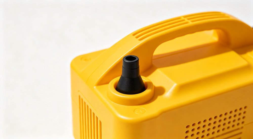 1900W high power electric air pump for inflatable tent, product shot red and white inflatable emergency shelter for disaster relief operations