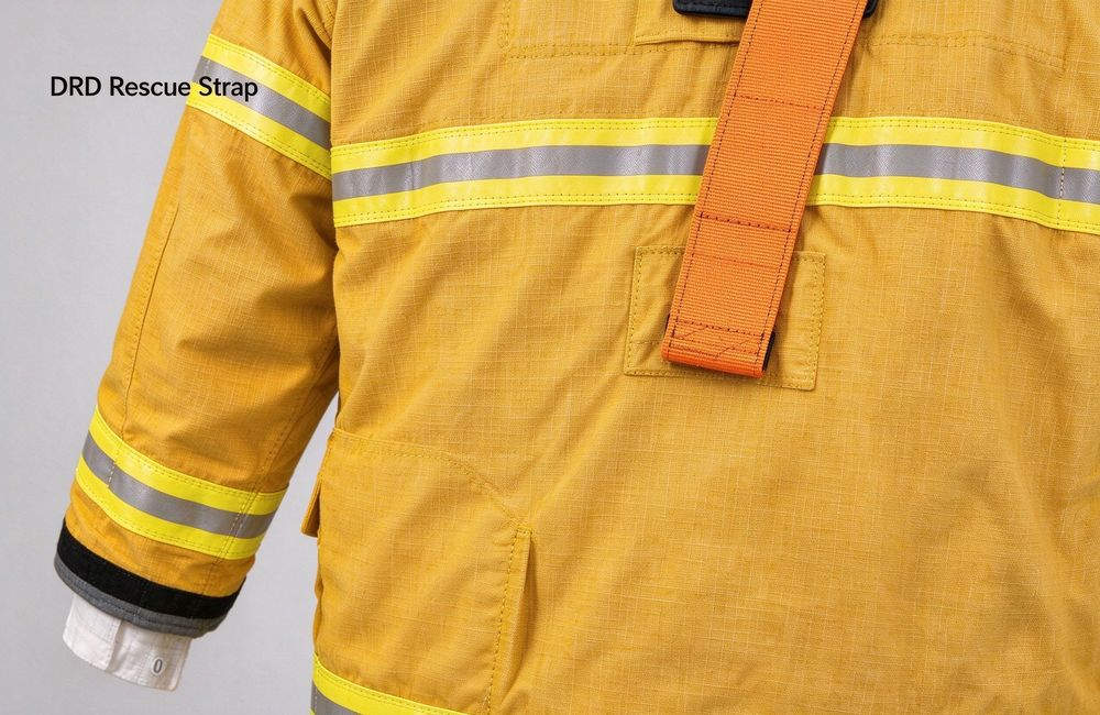 Eye-level view of thermal protective performance TPP heat test on turnout gear layers, dark layered fabric firefighter turnout gear heat protection for firefighter turnout gear wholesale buyers for structural firefighting protective clothing bulk supply