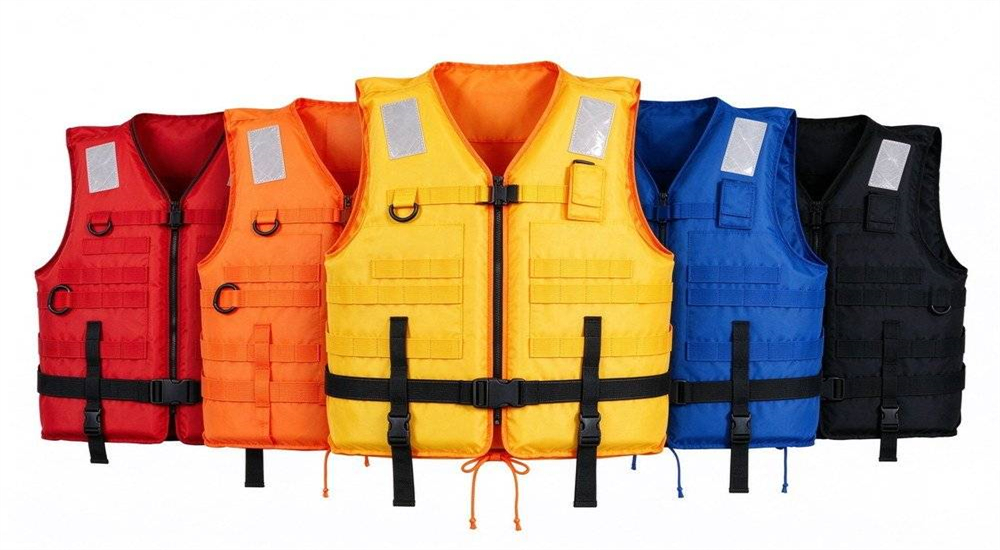 Bulk water rescue equipment procurement showing multiple PFDs helmets and gear organized for government institutional and large team orders