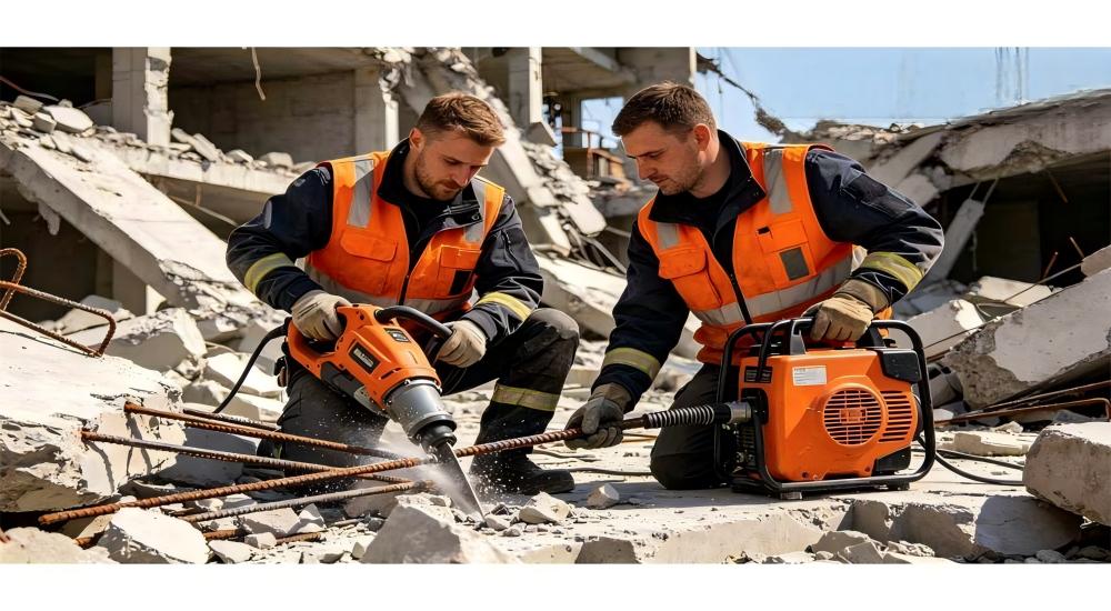 High angle rope rescue technician in full body harness during urban search earthquake rescue scene for rescue rope wholesale supplier
