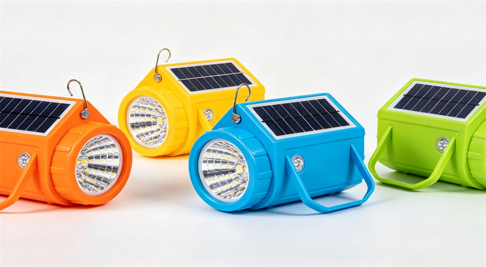 Multiple solar emergency lamps in orange yellow blue green 10W USB output