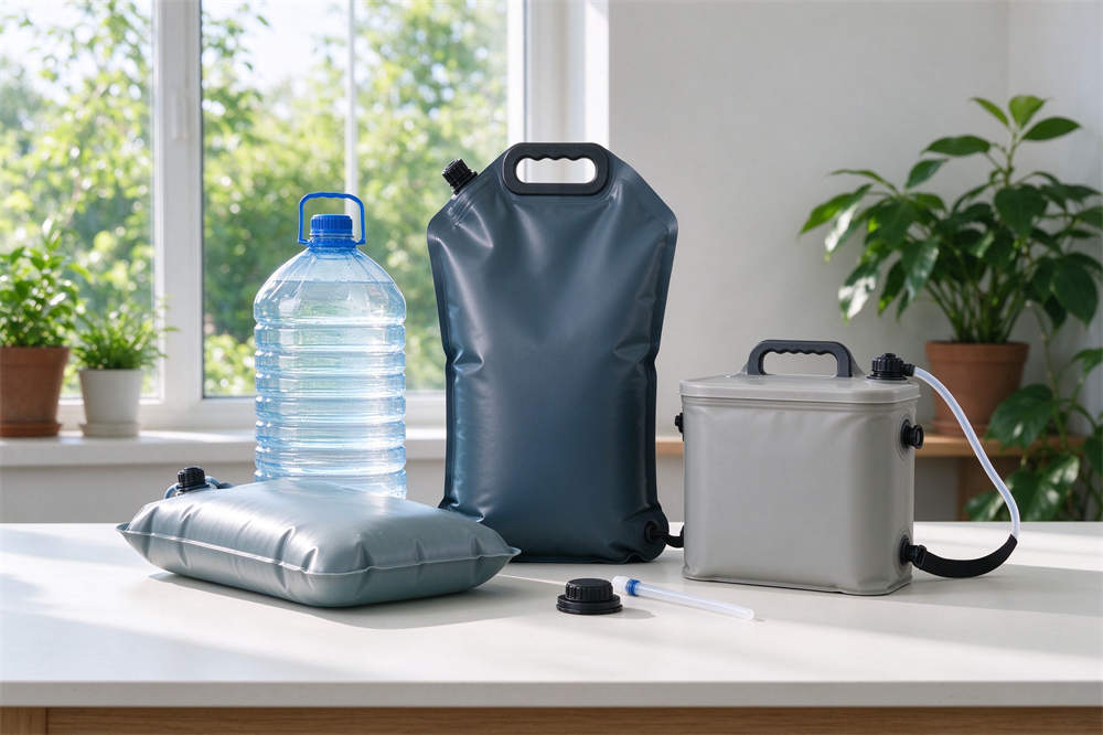 Foldable water bladders for volcano emergency, 20L and 5000L sizes, clean water supply for volcanic ash preparedness