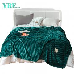 Couvertures molletonnées douces en peluche à rayures vert foncé