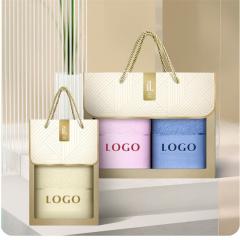 Serviette à main en coton avec logo de marque, coffret cadeau