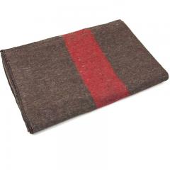Couverture de défense 50 % laine à rayures marron/rouge 2100 g