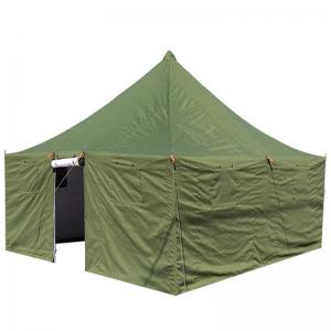 Green tent with 30-second flame retardant for emergencies